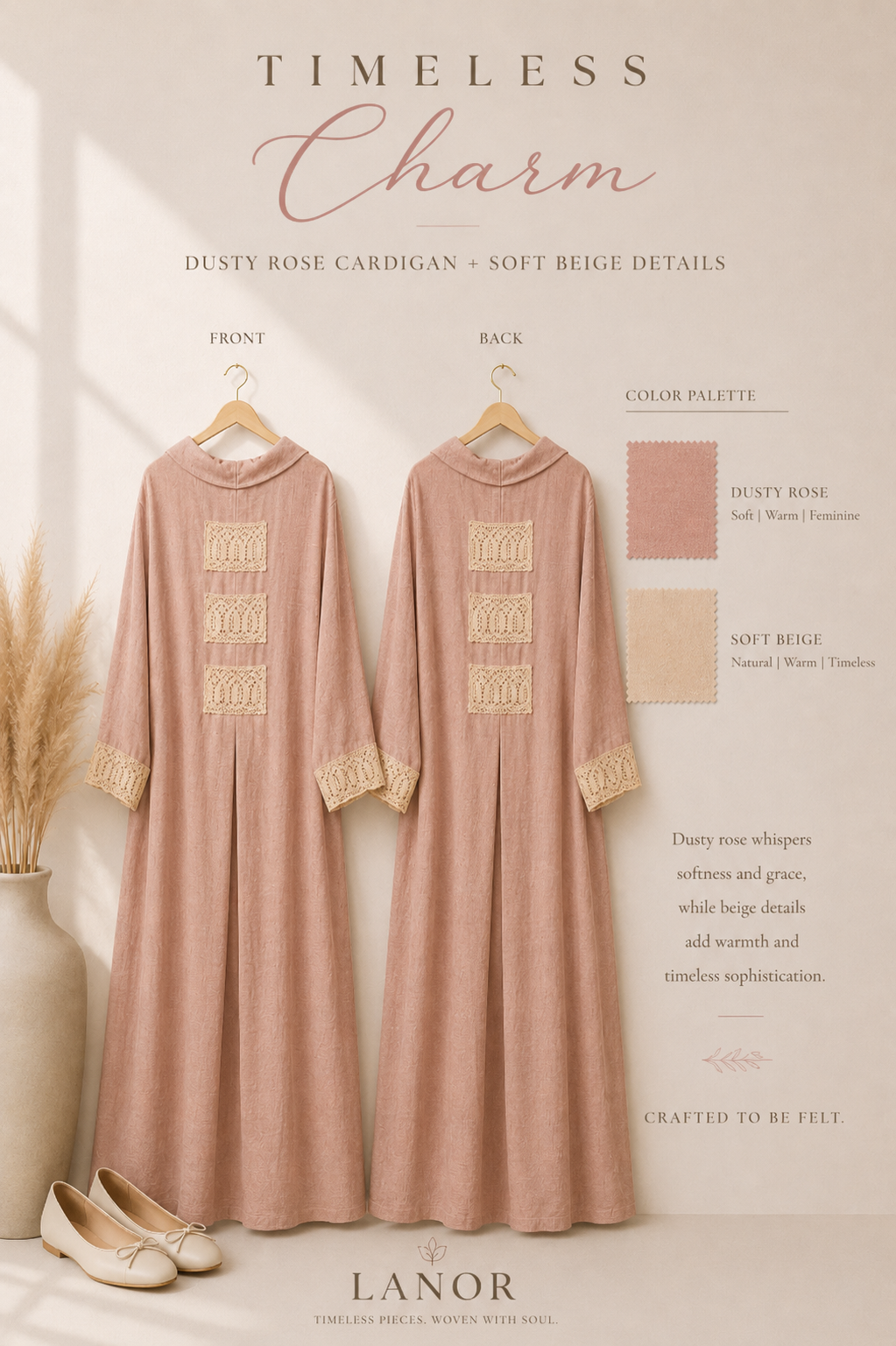 Linen Abaya with Elegant Lace_  عباية كتان بدانتيل أنيق