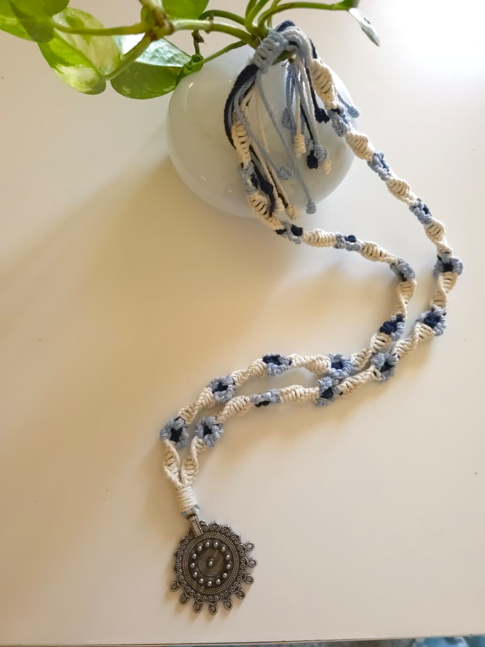 Handmade Macramé Necklace – Elegant, Artistic& Unique