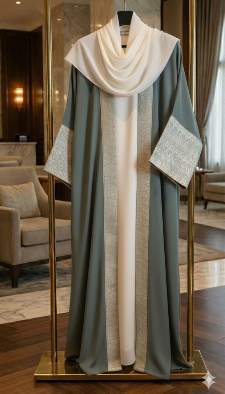 قفطان فاخر بلمسة البروكار Premium TR & Brocade Open-Front Kaftan