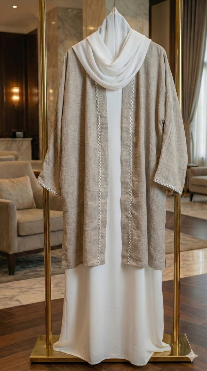 Premium Washed Linen cardigan  كارديجان كتان مغسول فاخر مع تطريز