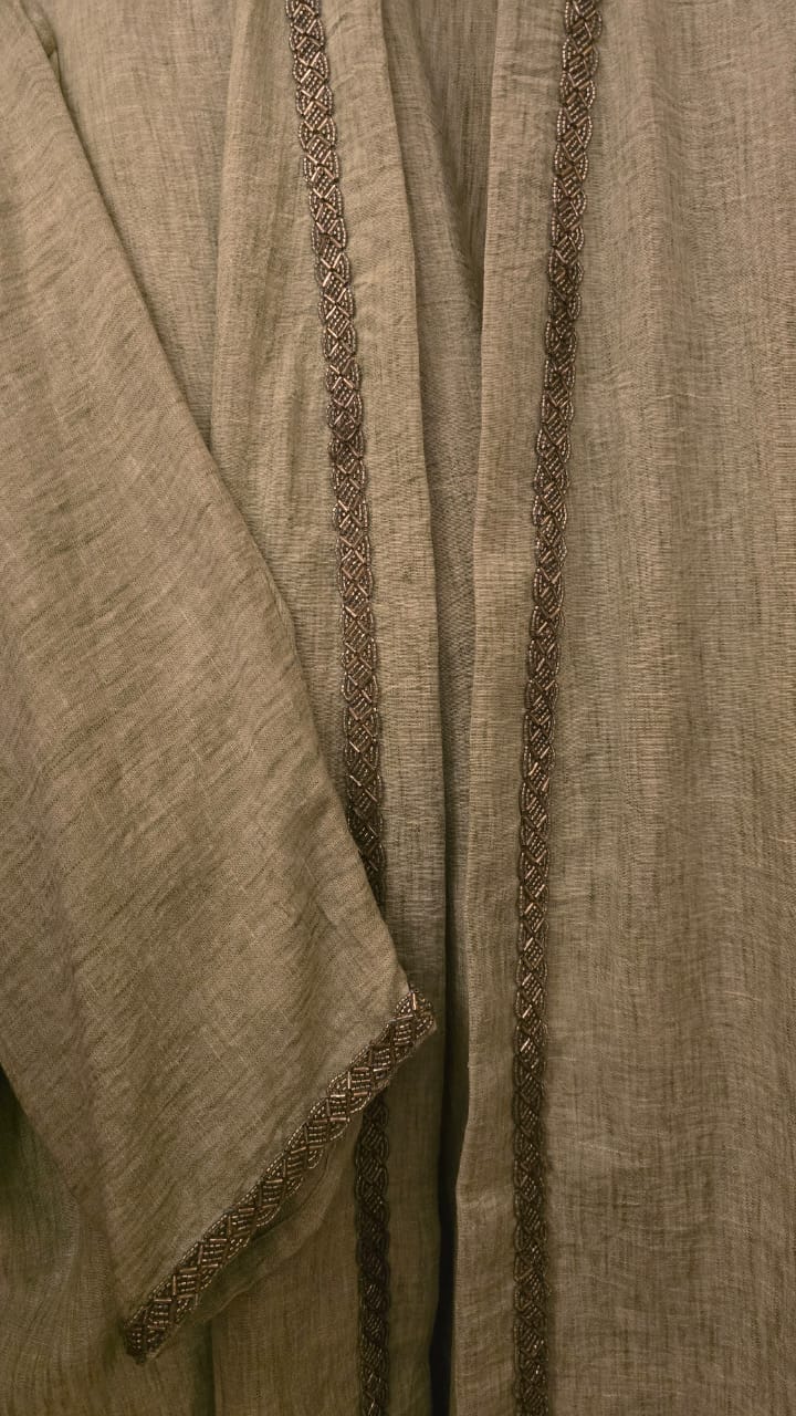 Premium Washed Linen cardigan  كارديجان كتان مغسول فاخر مع تطريز