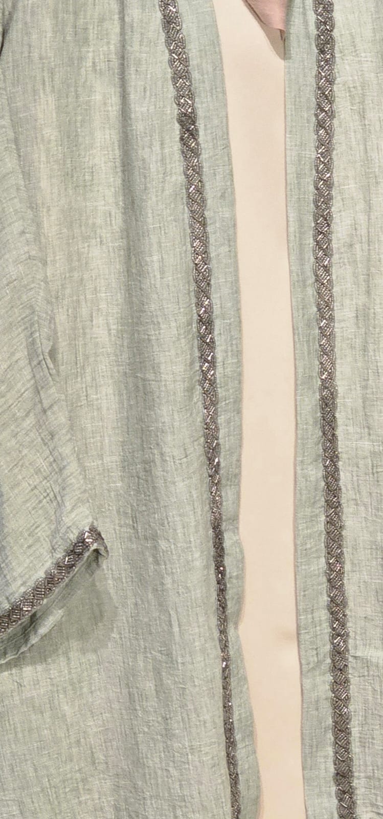 Premium Washed Linen cardigan  كارديجان كتان مغسول فاخر مع تطريز
