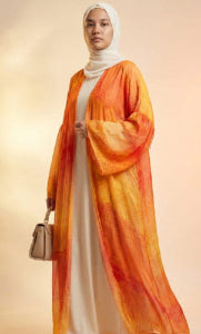 Colored Chiffon Kaftan (+ Free Macramé Belt) (قفطان شيفون مع بيزك و(حزام مكرميةهدية