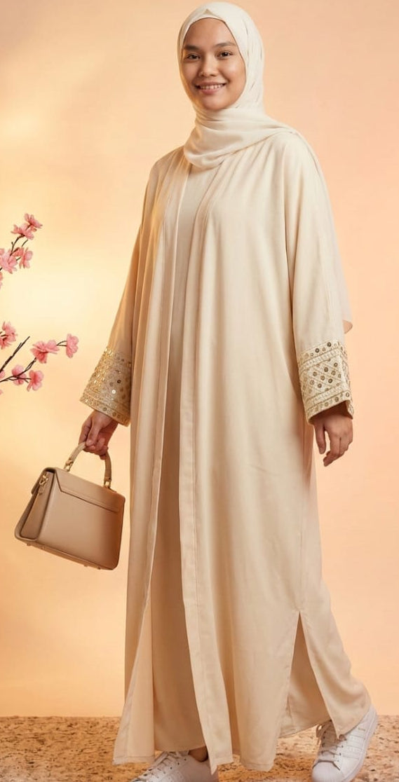 Open  Kaftan with Free Macramé Belt قفطان مفتوح مع حزام مكرميةهدية