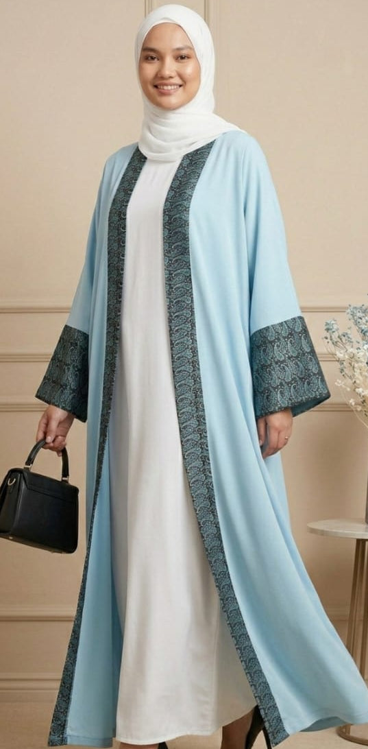 قفطان فاخر بلمسة البروكار Premium TR & Brocade Open-Front Kaftan