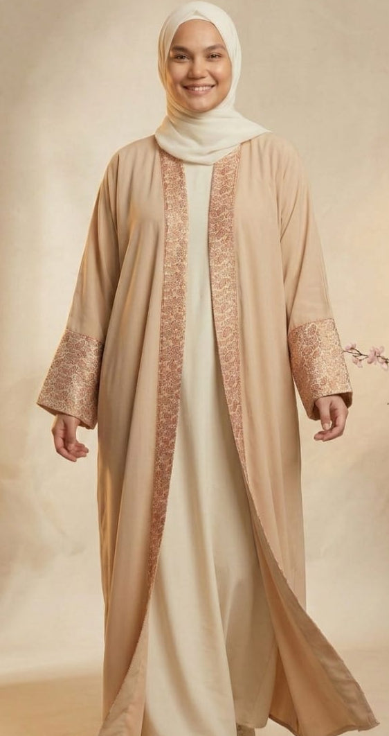 قفطان فاخر بلمسة البروكار Premium TR & Brocade Open-Front Kaftan