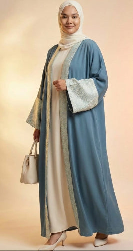 قفطان فاخر بلمسة البروكار Premium TR & Brocade Open-Front Kaftan